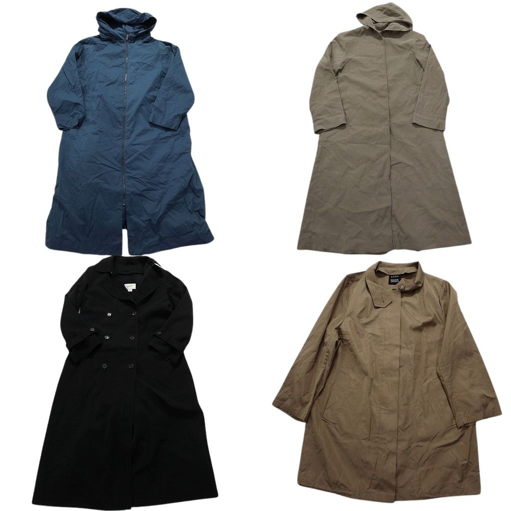 古着卸 コート MIX 4枚セット レディース ダブルブレスト フード付き フルジップ ロングコート 古着 NC5814