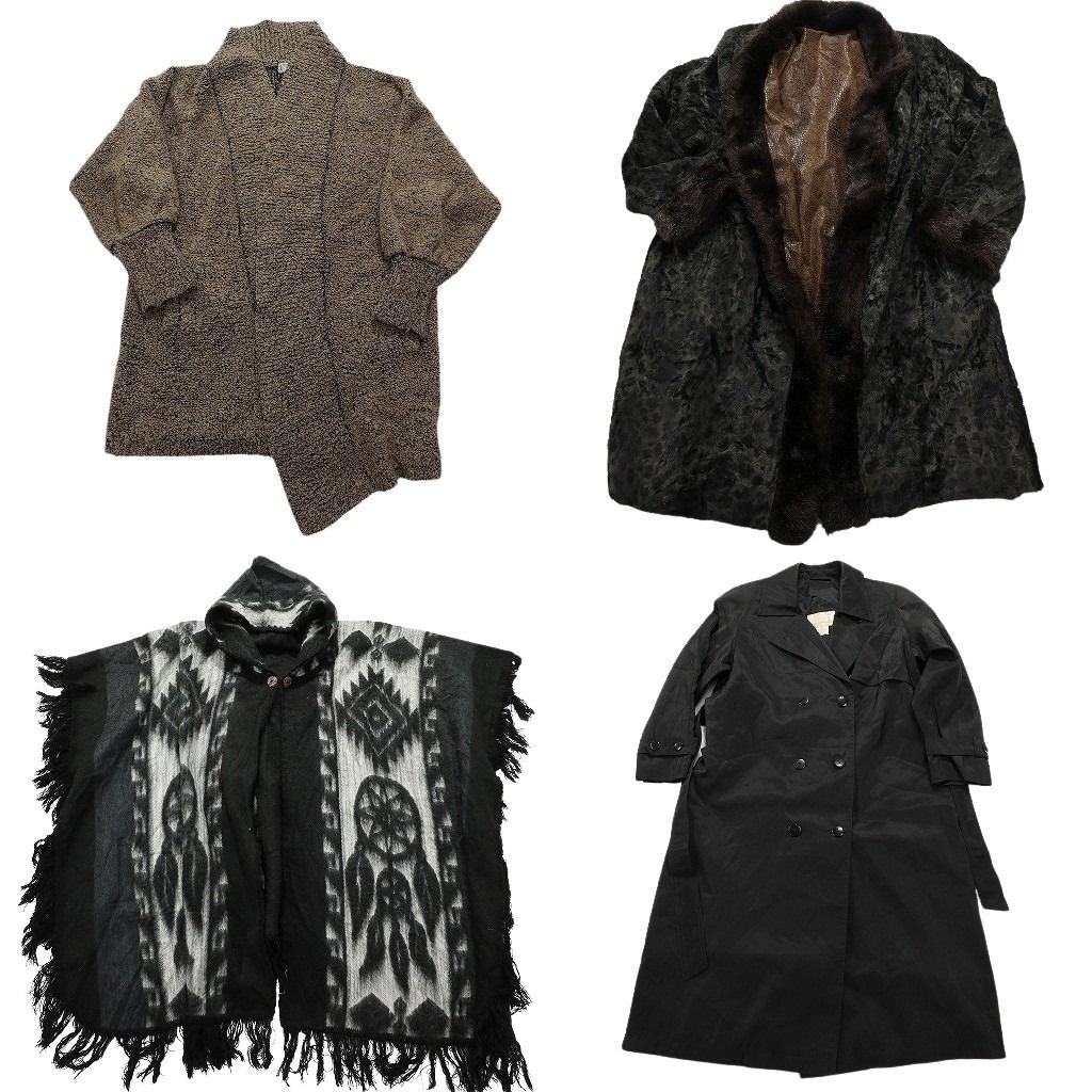 古着卸 コート MIX 4枚セット レディース ポンチョ ネイティブ柄 ベロア ダブルブレスト 古着 NC5812