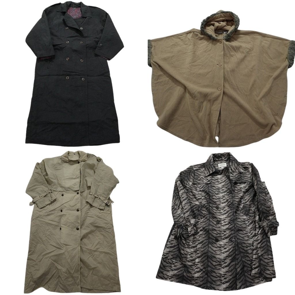 古着卸 コート MIX 4枚セット レディース ダブルブレスト ゼブラ柄 ポンチョ トレンチコート 古着 NC5810