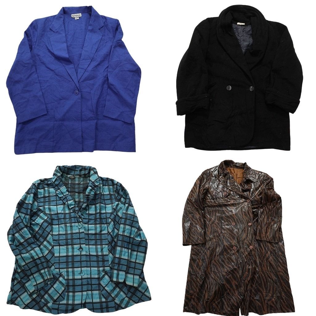 古着卸 コート MIX 4枚セット レディース ダブルブレスト テーラード 一枚地 チェック 古着 NC5805