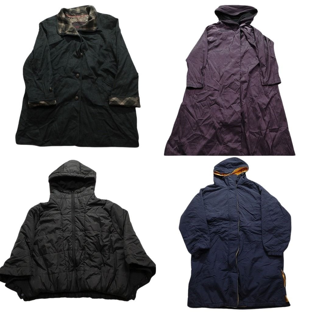 古着卸 コート MIX 4枚セット レディース 中綿 ポンチョ ロング丈 フード付き 古着 NC5828