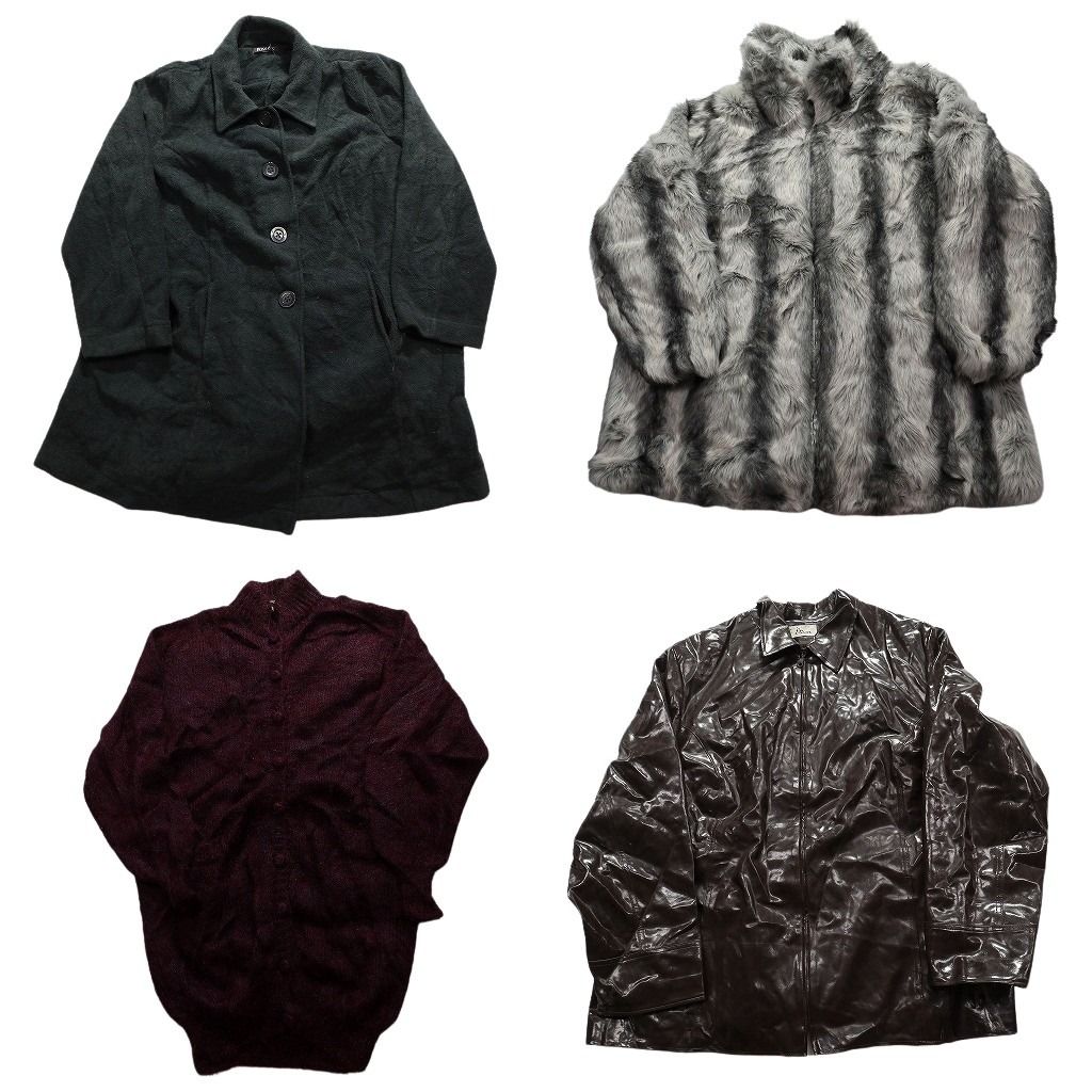 古着卸 コート MIX 4枚セット レディース フルジップ ファー ストライプ 古着 NC5827