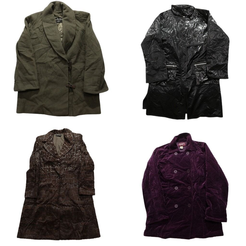 古着卸 コート MIX 4枚セット レディース ダブルブレスト スタンド ポリ素材 古着 NC5826