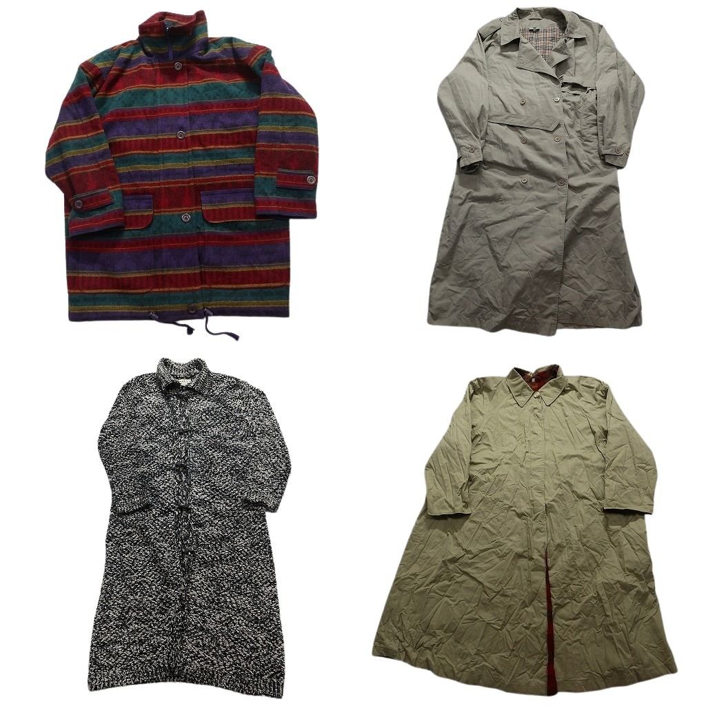 古着卸 コート MIX 4枚セット レディース ボーダー トグルボタン ダブルブレスト マルチ 古着 NC5833