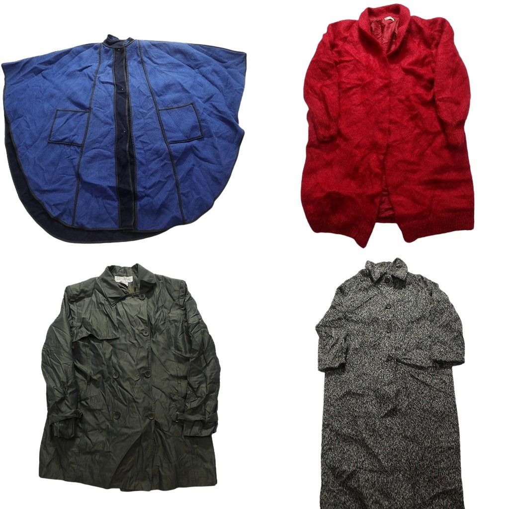 古着卸 コート MIX 4枚セット レディース ダブルブレスト ロングコート ポンチョ 古着 NC5832