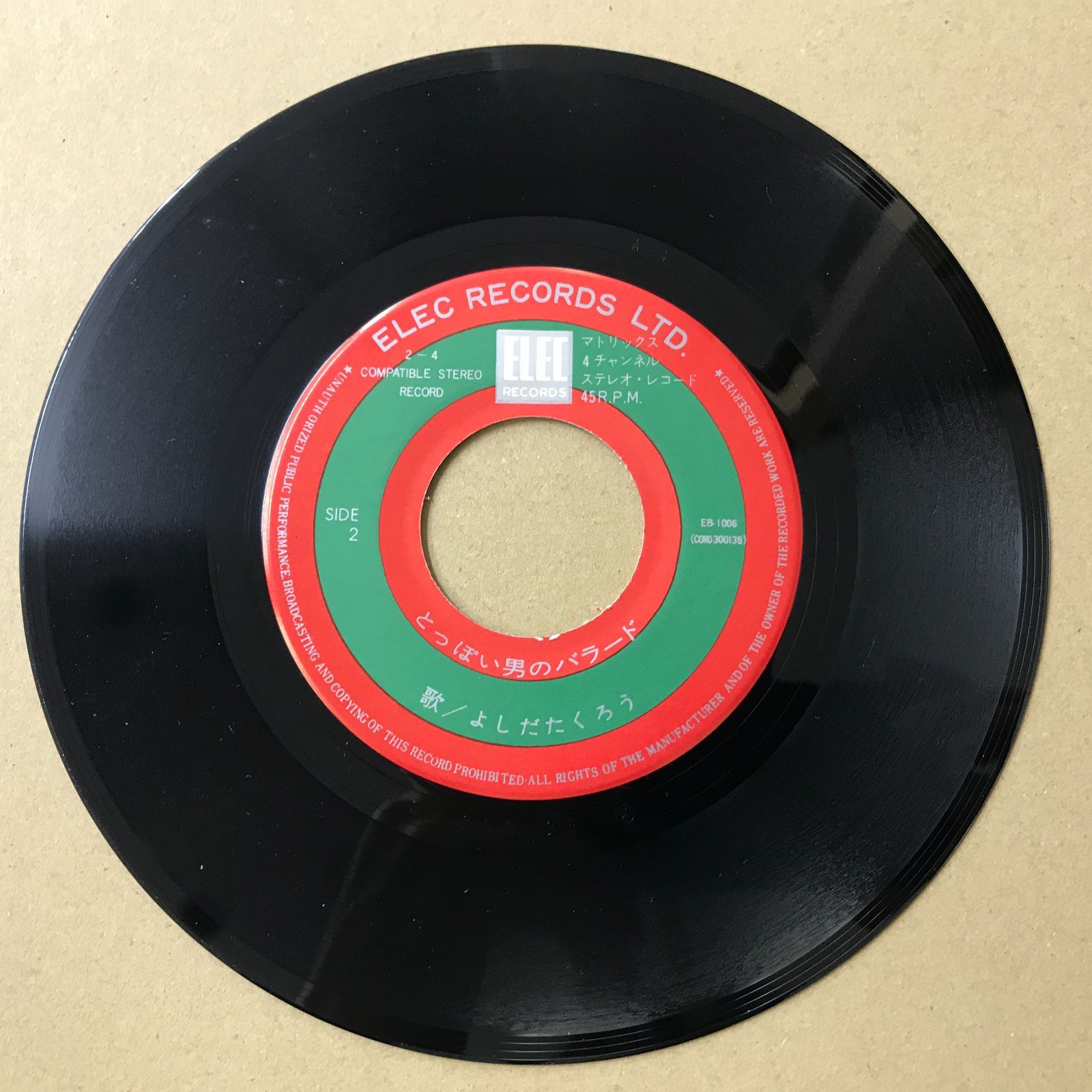 EPレコード 吉田拓郎 [ よしだたくろう ] 青春の詩 / とっぽい男の