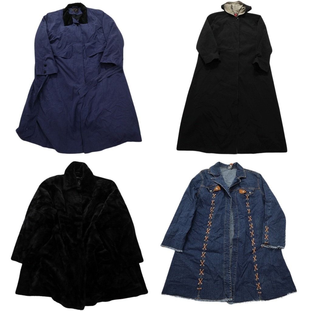古着卸 コート MIX セット レディース デニム ステン ロングコート フード 古着 NC 5848