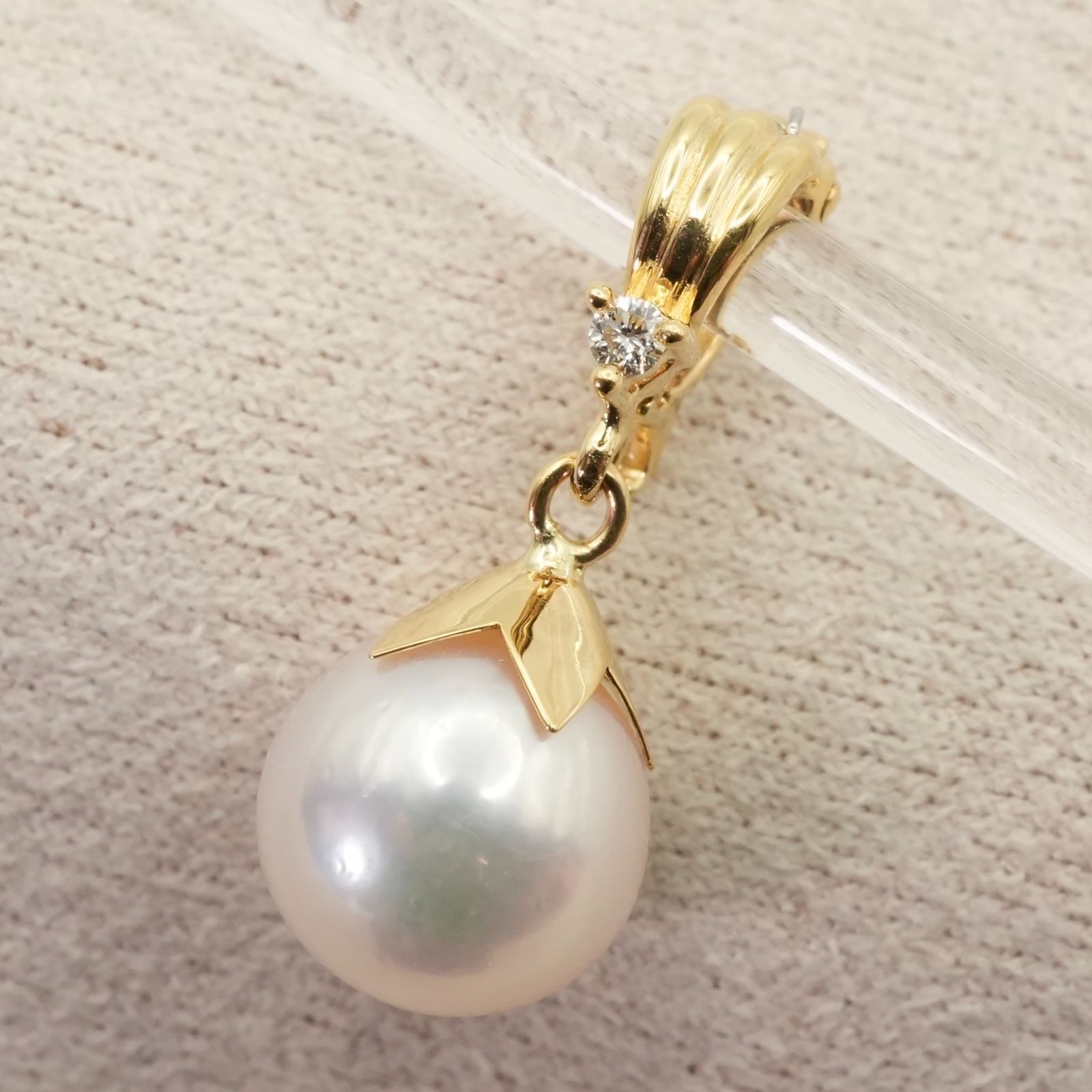 田崎真珠 K 18 ダイヤ ネックレストップ パール 25-1847 S