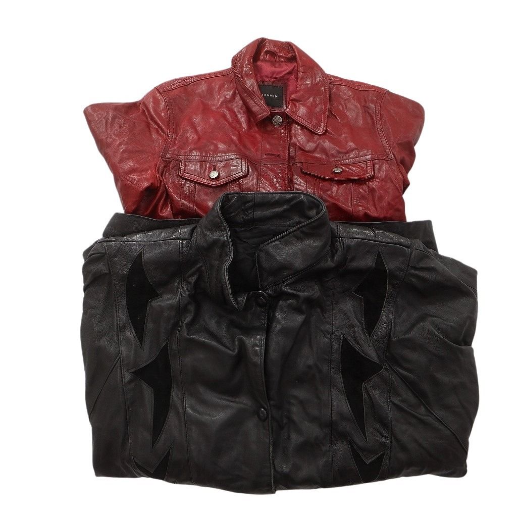 古着卸 レザー ジャケット MIX セット レディース ダブルフラップ レッド レザートラッカー 古着 NC 6012