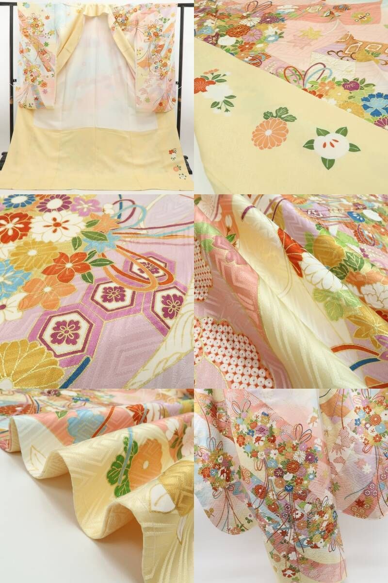  ❁tomihisa❁ 金駒刺繍 着物 正絹 成人式 仕付け糸付 晴れの日を色とりどりに祝う柔らかな光 振袖 7117 振袖 着物