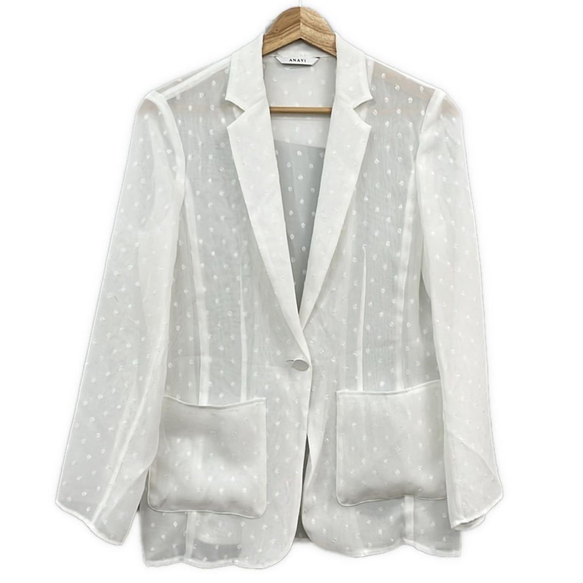 ANAYI アナイ ジャケット サイズ34 S レディース 白 長袖 メッシュ ドット柄 春 秋