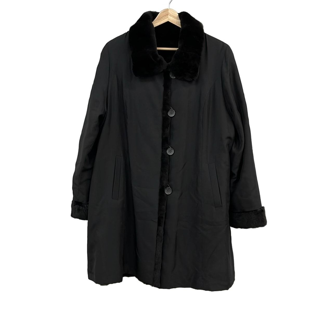 KB FUR ケービーファー コート サイズ13~15 レディース - 黒 毛皮 長袖 シルク リバーシブル 冬