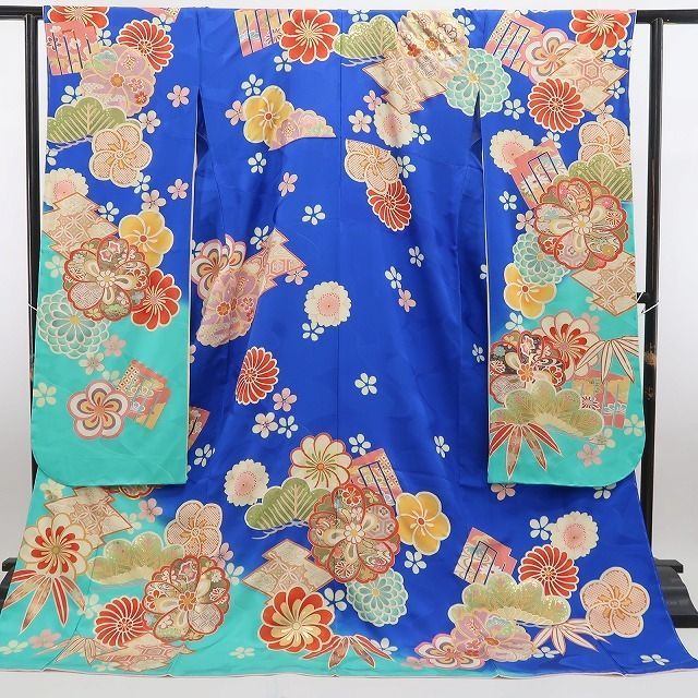 ❁tomihisa❁新品 京友禅 金駒刺繍 着物 正絹 仕付け糸付 成人式 胴