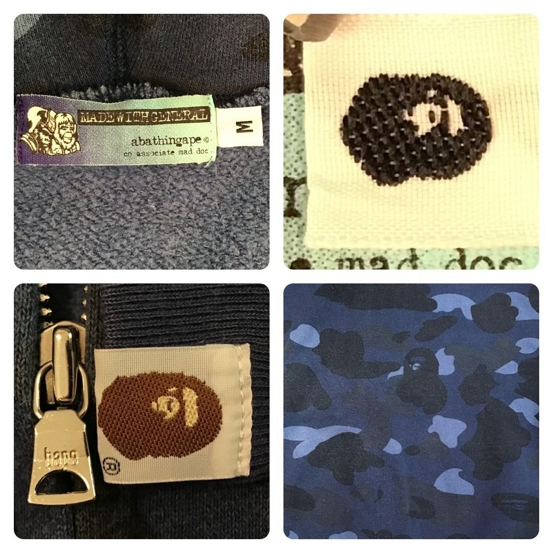 初期 Blue camo フルジップ パーカー Mサイズ a bathing ape BAPE full zip hoodie エイプ ベイプ アベイシングエイプ NIGO 迷彩 フルジップパーカー メンズ カモフラージュ 恐竜 迷彩柄