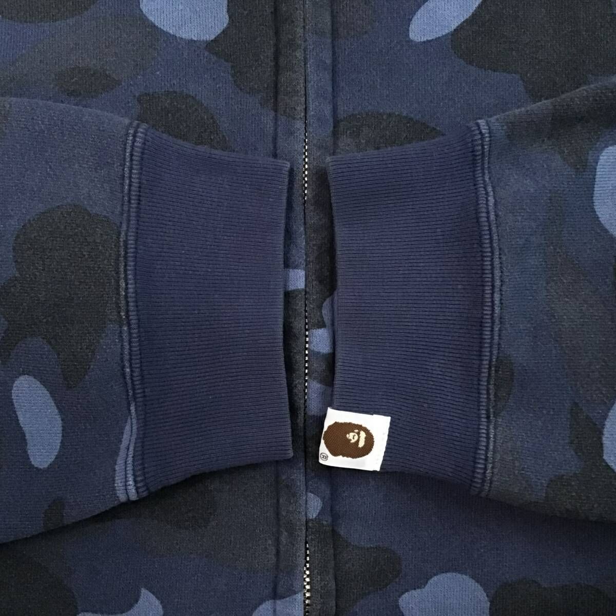 初期 Blue camo フルジップ パーカー Mサイズ a bathing ape BAPE full zip hoodie エイプ ベイプ アベイシングエイプ NIGO 迷彩 フルジップパーカー メンズ カモフラージュ 恐竜 迷彩柄