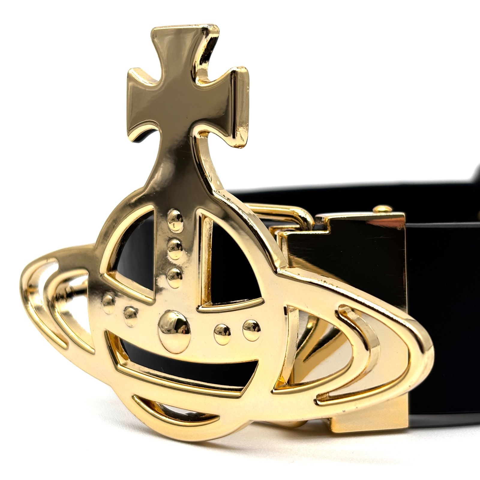 【本物保障】 Vivienne Westwood ヴィヴィアンウエストウッド ベルト オーブ ロゴ金具 ユニセックス 箱 保存袋付き ブラック 来店をご期待!