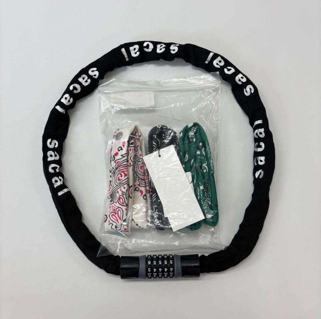 sacai Bicycle Chain Lock サカイ バイシクル チェーン ロック キーチェーン 自転車 パーツ バンダナ プリント 鍵 7070 0070