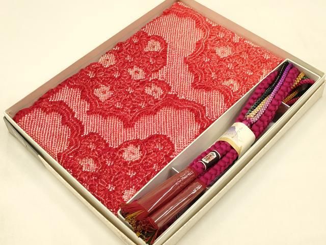 平和屋着物 和装小物 帯締め 帯揚げセット 振袖用 総絞り 暈し染め 金糸 撚り房 正絹 ay