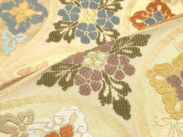  平和屋着物 六通柄袋帯 唐織 能衣七宝華文 全通箔 正絹 ob 袋帯 帯