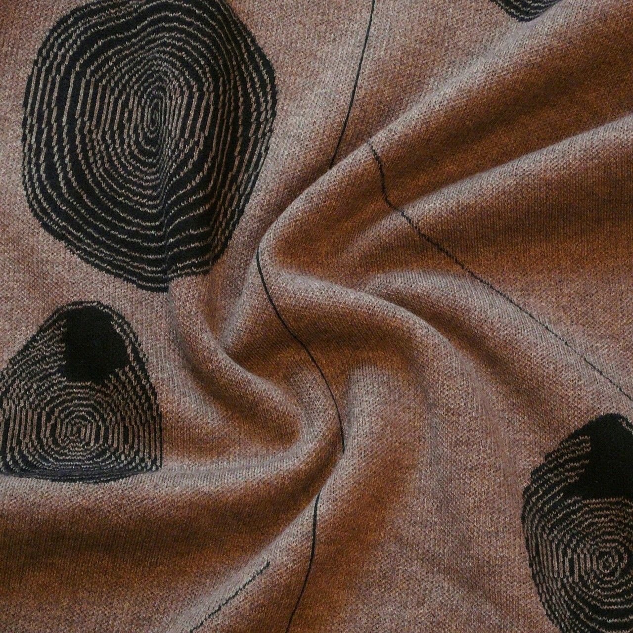 9968 ML 切り株柄 ニットワンピース モカ系 秋 冬 レディース ボトルネック 暖かく着心地抜群 ロング 個性的