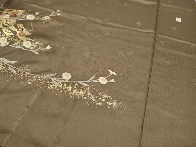 平和屋着物●訪問着　作家物　駒刺繍　誰が袖草花文　金彩　さが美扱い　正絹　逸品　CABA1621ut 平和屋着物○訪問着 作家物 駒刺繍 誰が袖草花文 金彩 さが美扱い 正絹