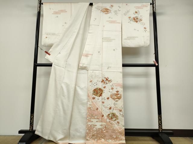 平和屋着物●訪問着　駒刺繍　エ霞誰が袖花文　暈し染め　金彩　正絹　逸品　CABA1622ut 平和屋着物○訪問着 駒刺繍 エ霞誰が袖花文 暈し