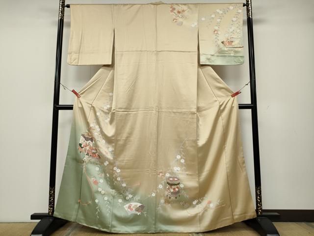 平和屋着物●訪問着　地紙貝桶花文　暈し染め　金彩　正絹　逸品　CABA1645ut 平和屋着物○訪問着 地紙貝桶花文 暈し染め 金彩