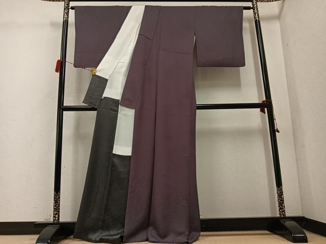  平和屋着物 上質な色無地 花地紋 黒橡色 正絹 ph 色無地 着物