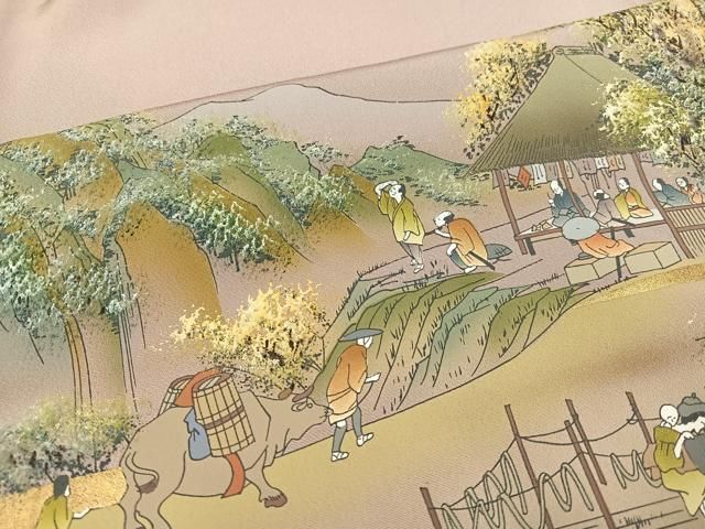  平和屋着物 豪華色留袖 手描き 人物風景樹林文 金彩 正絹 ph 黒留袖 着物