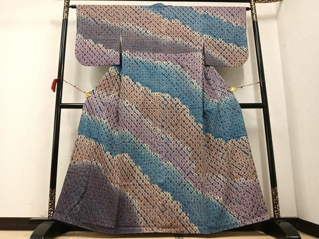 平和屋着物●菅原工房　菅原結作　漢方染紬　訪問着　蜘蛛絞り　大丸扱い　正絹　逸品　AABC9816ph 平和屋着物○菅原工房 菅原結作 漢方染紬 訪問着 蜘蛛絞り 大丸扱い