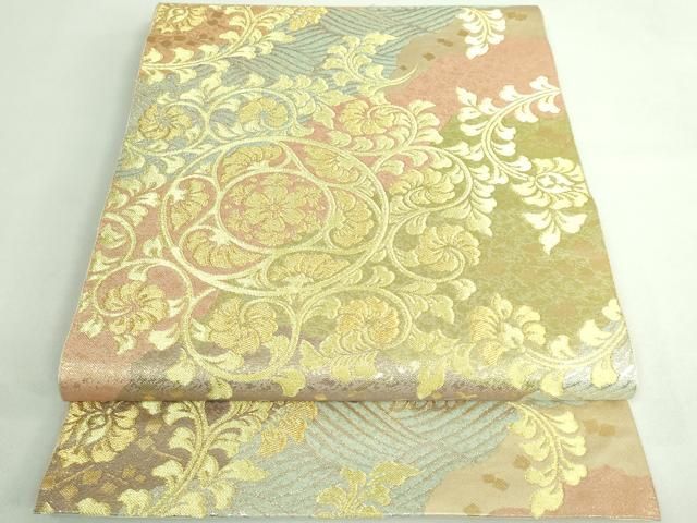 平和屋着物 上 西陣 川島織物 六通柄 本袋帯 唐草文 金糸 kh 5