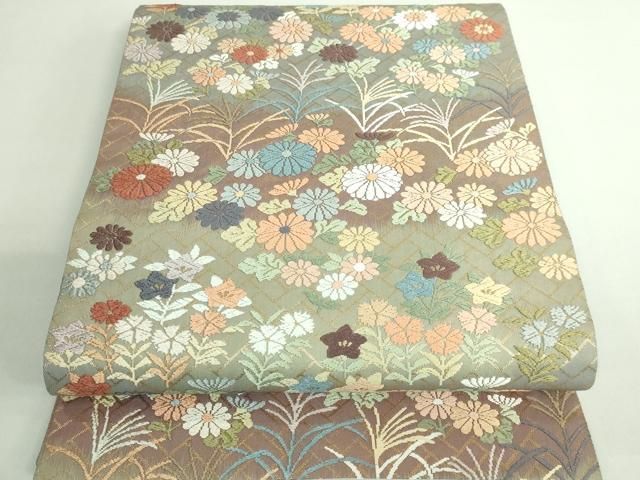 平和屋着物 上 西陣の織匠 会長 山口安次郎 六通柄袋帯 唐織 草花文 金糸 kh 5 袋帯 帯 着物