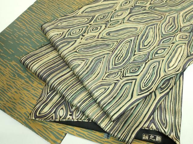 平和屋着物 上 本場筑前博多織 大倉織物 誠之輔 両面 全通柄袋帯 紹巴 金糸 kh 5