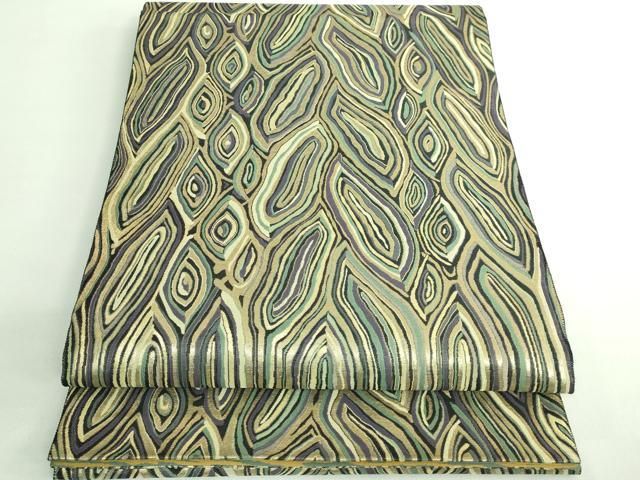 平和屋着物 上 本場筑前博多織 大倉織物 誠之輔 両面 全通柄袋帯 紹巴 金糸 kh 5