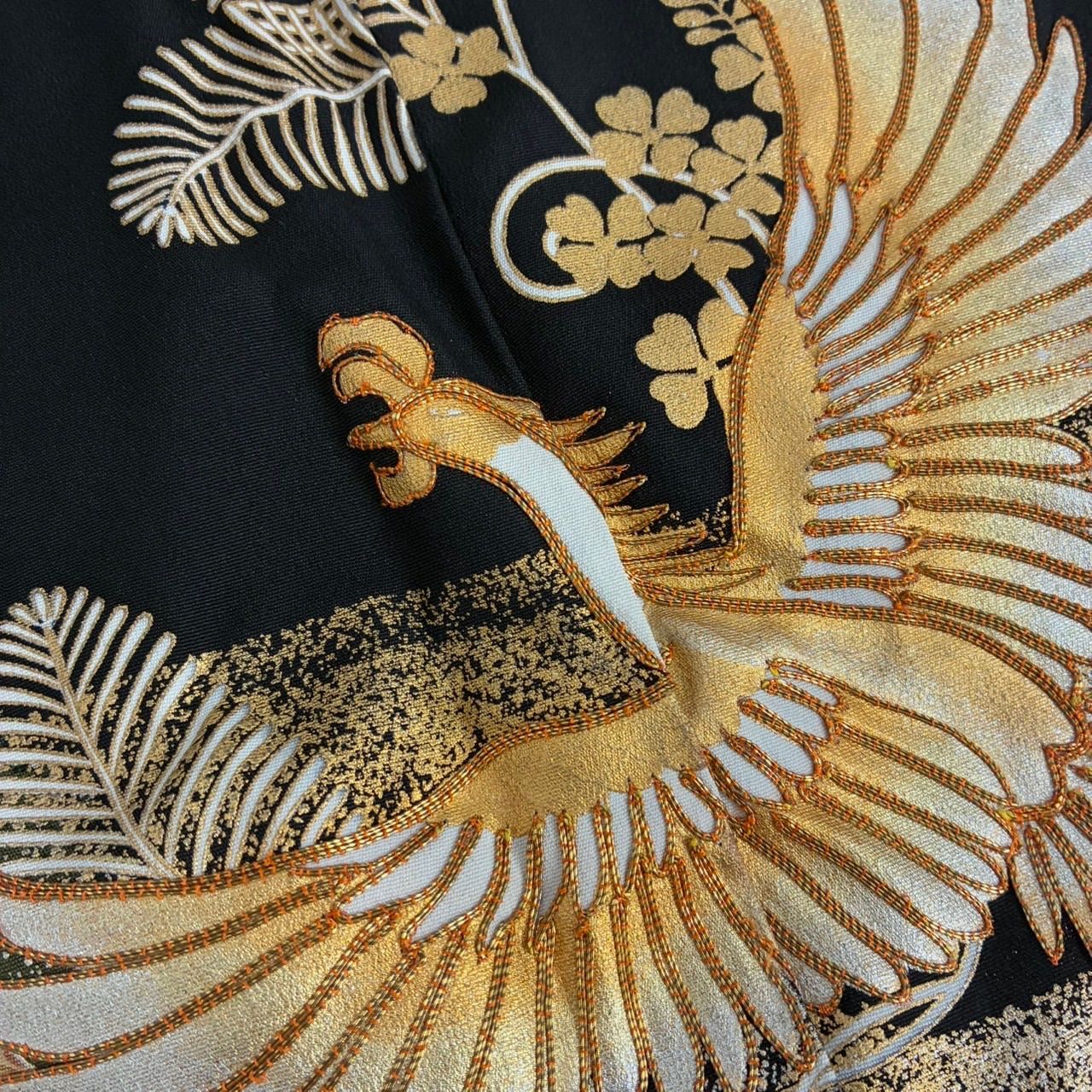 黒留袖 金駒刺繍 鳳凰 本金箔 裄67 豪華金彩 正絹 着物 MK-1051 - メルカリ