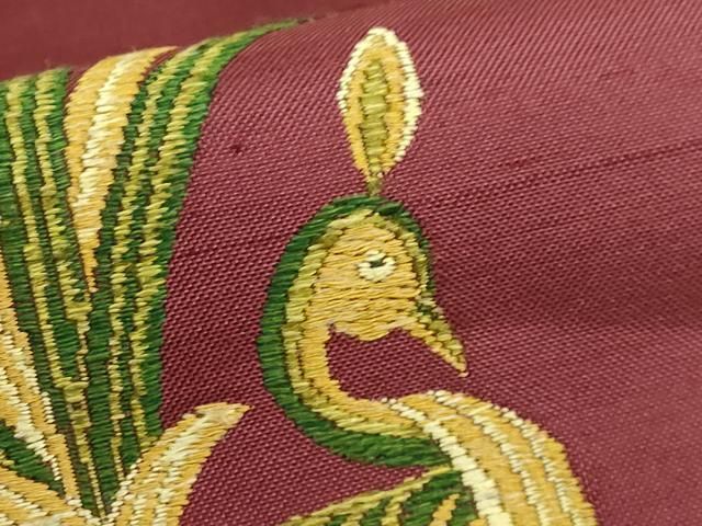 平和屋着物□極上 洛風林 工芸帯地 九寸名古屋帯 孔雀花文 逸品