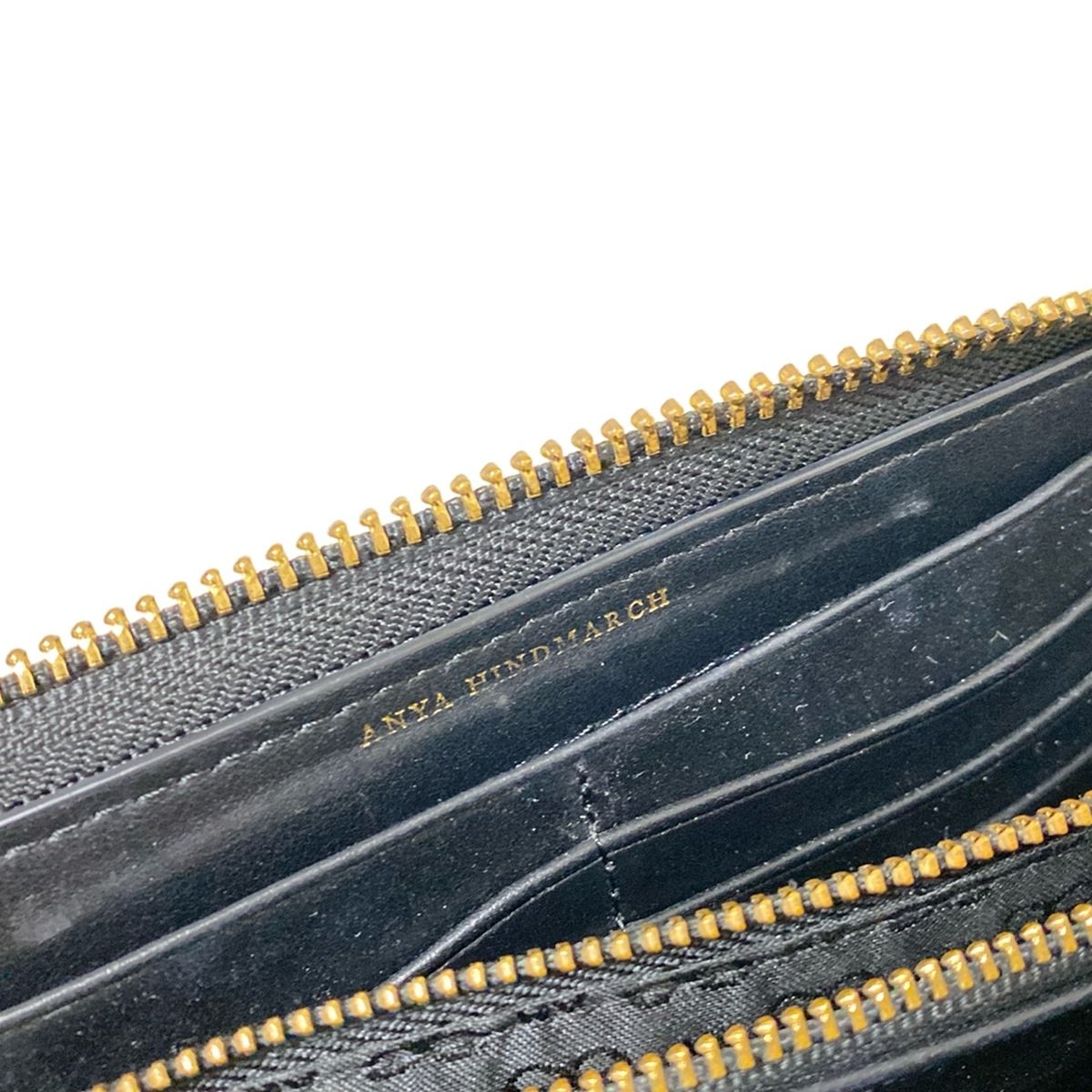 アニヤハインドマーチ ブラック 長財布 ウォレット スマイリー レザー