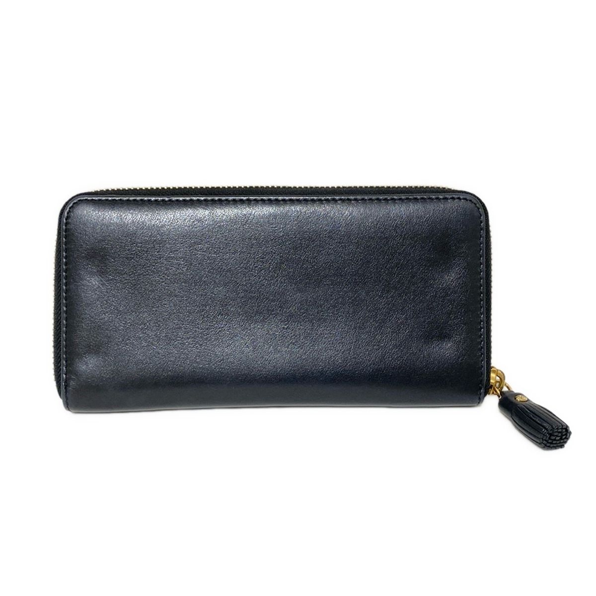 Anya Hindmarch アニヤハインドマーチ 長財布 スマイリーウィンク 黒 ラウンドファスナー レザー