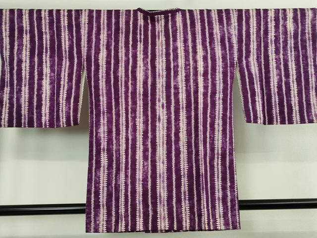 平和屋着物 上 岩手の匠 草紫堂 南部絞り 紫根染 道行コート 紬 間道 正絹 kh 5