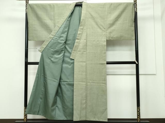 平和屋着物 上 男性 紬 アンサンブル 色無地 鶸茶色 CZAA3962s5