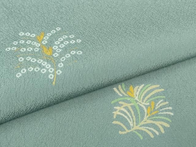 平和屋着物■極上　洗える最高級着物　＜英＞はなぶさ謹製　小紋　舞葉文　浅縹色地　金彩　逸品　DZAB0871kh5 平和屋着物□極上 洗える最高級着物 ＜英＞はなぶさ謹製 小紋 舞葉文