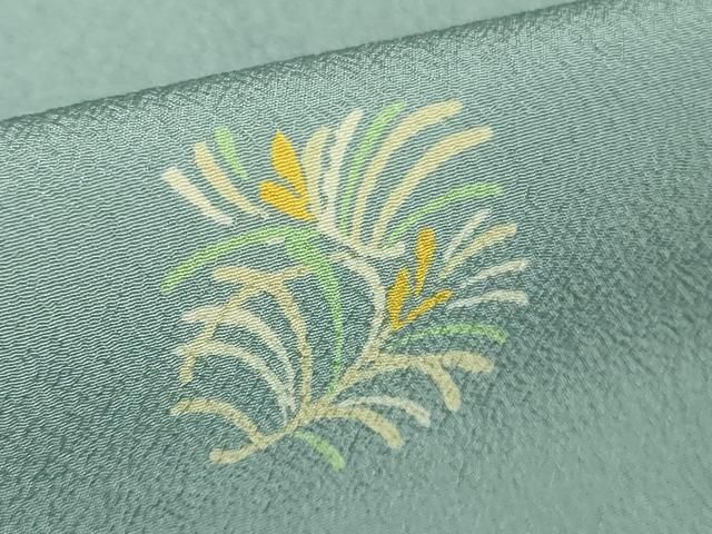 平和屋着物■極上　洗える最高級着物　＜英＞はなぶさ謹製　小紋　舞葉文　浅縹色地　金彩　逸品　DZAB0871kh5 平和屋着物□極上 洗える最高級着物 ＜英＞はなぶさ謹製 小紋 舞葉文