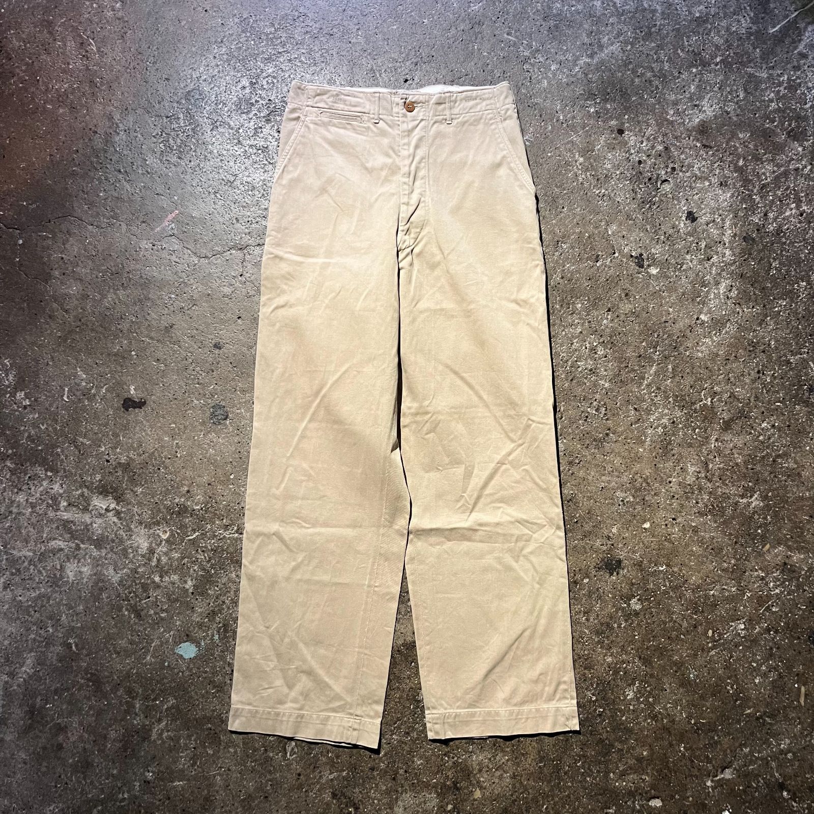50's usarmy チノパン 尿素ボタン 50's U.S.ARMY チノトラウザーズ ベージュ ボタンフライ 尿素ボタン