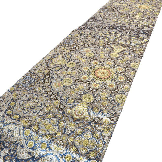 袋帯 リサイクル 正絹 フォーマル 仕立て上がり 六通 華文 花紋 箔糸 紺色 多色 金銀 きもの北條 A 1295-14