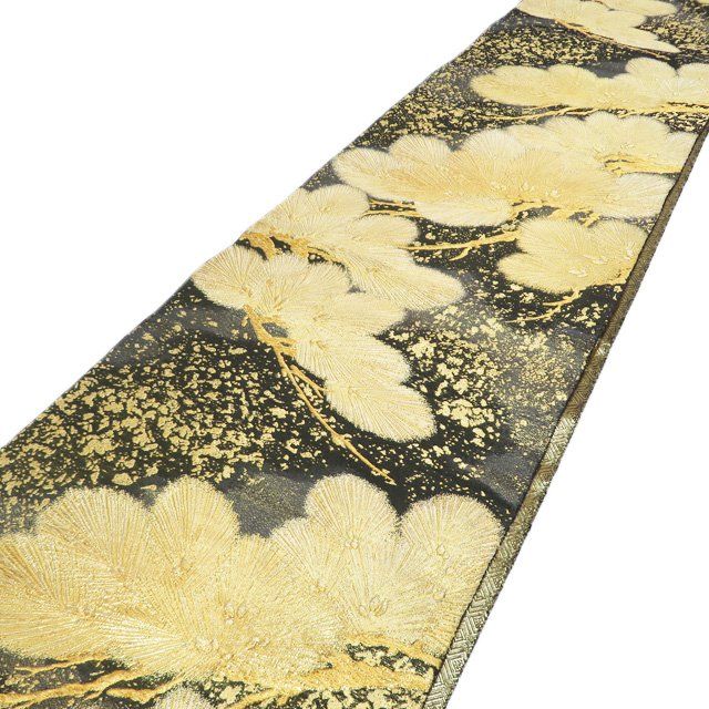 袋帯 リサイクル 正絹 フォーマル 仕立て上がり 六通 松模様 箔糸 檳榔子染色 金 きもの北條 A 1295-18