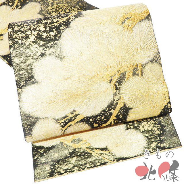 袋帯 リサイクル 正絹 フォーマル 仕立て上がり 六通 松模様 箔糸 檳榔子染色 金 きもの北條 A 1295 18