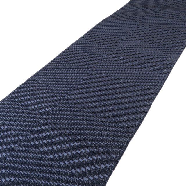 特選 名古屋帯 なごや帯 単衣帯 リサイクル 正絹 カジュアル 仕立て上がり 全通 博多織 濃紺色 灰みの青系色 きもの北條 A 1295 7