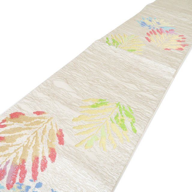 特選 袋帯 リサイクル 正絹 フォーマル 三通 たつむら 龍村美術織物 水衣若松錦 箔糸 生成色 多色 金銀 きもの北條 A 1295 19