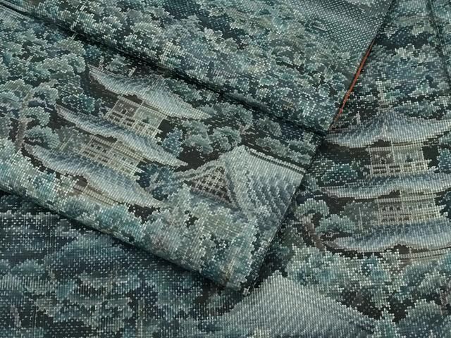 平和屋着物□極上 都喜ヱ門 本場大島紬 9マルキ 総絣 風景文 藤絹織物 