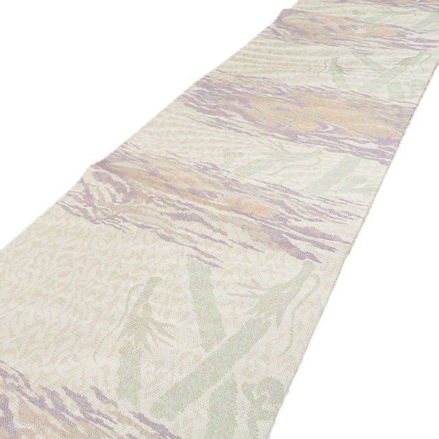 袋帯 リサイクル 正絹 セミフォーマル 仕立て上がり 六通 雲龍文 箔糸 金通し 砂色 多色 きもの北條 A 1295-9